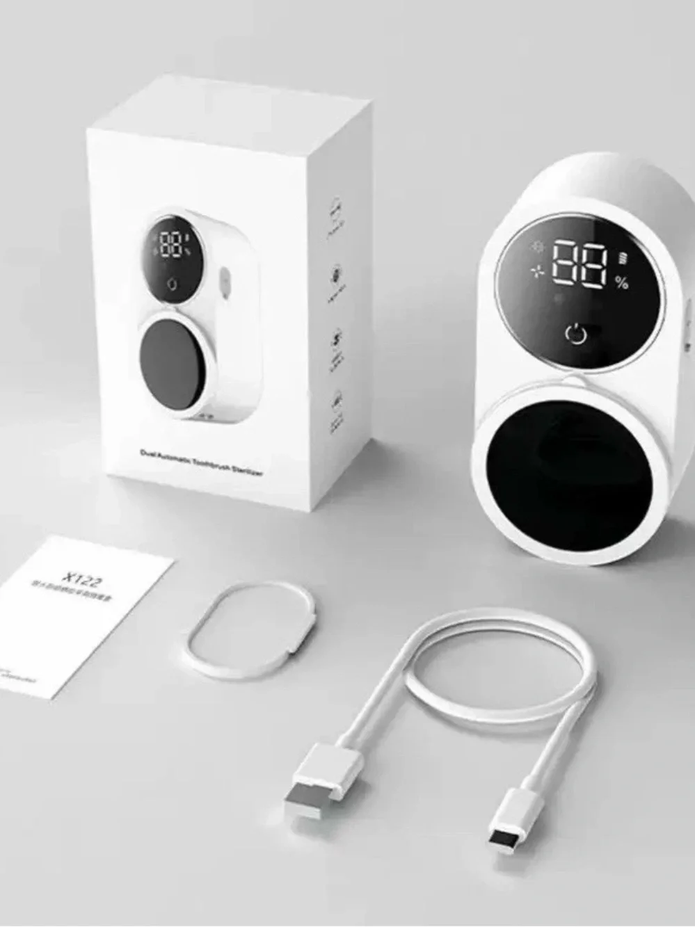 White Electric Toothbrush Sterilizer with Digital Display